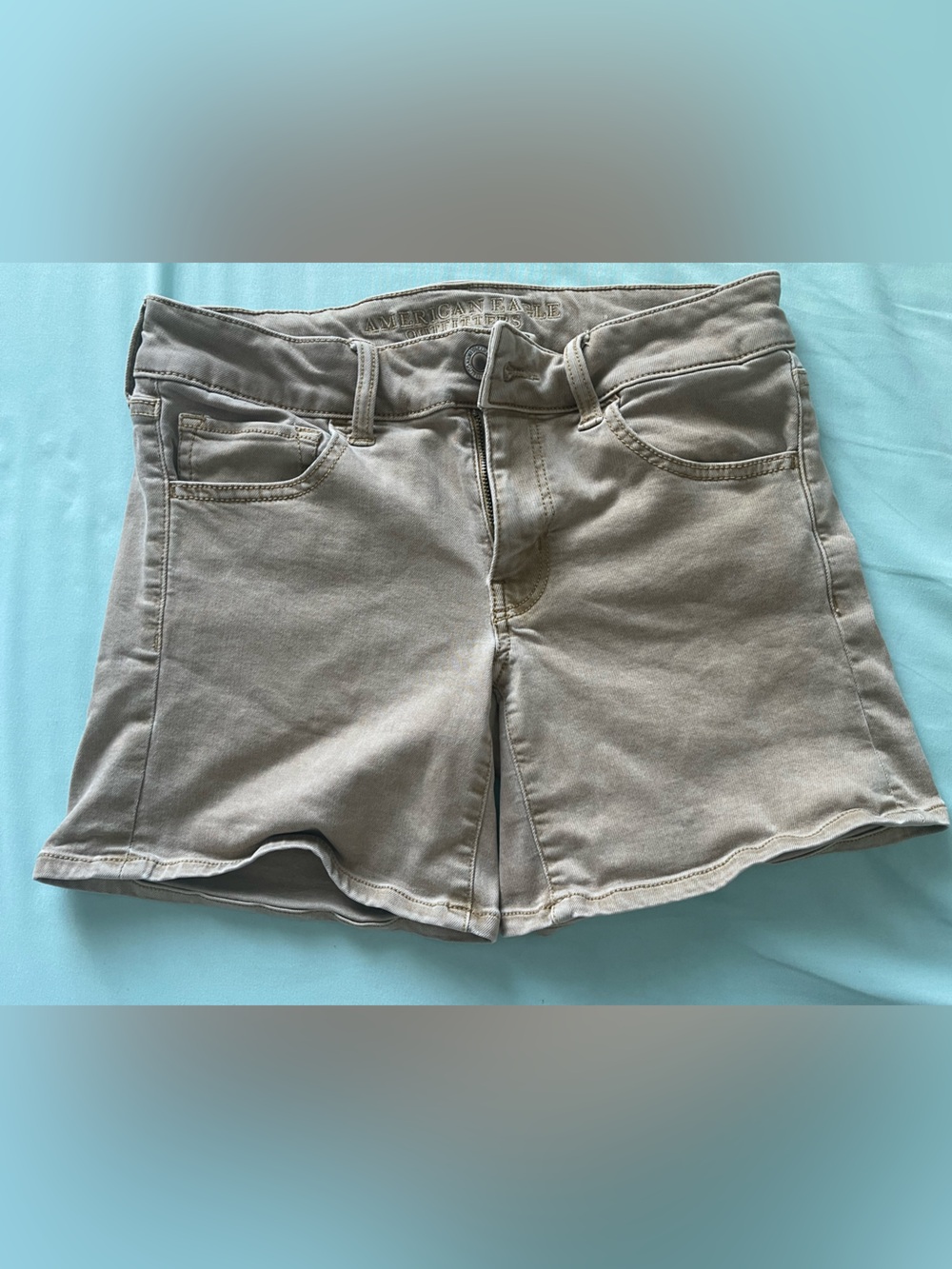 American Eagle Outfitters Light Beige Denim-Style Women's Shorts-Size 6